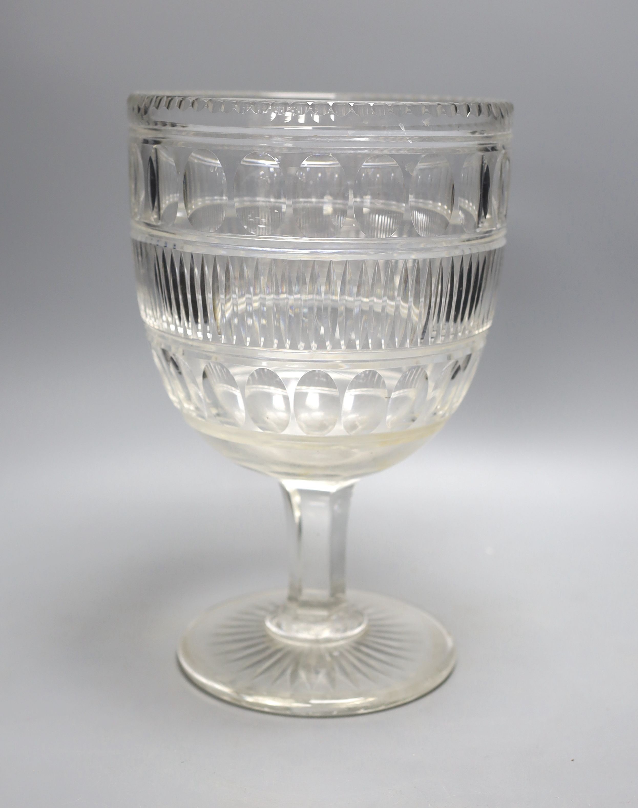 An early 20th century cut glass pedestal vase 30cm